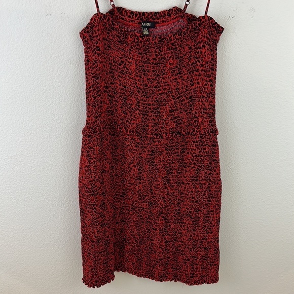 AFRM Owen Red Leopard Smocked Mini Dress - Picture 3 of 10
